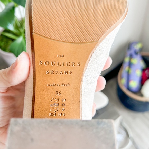 SEZANE Women's Alice High Heel Pump Suede Leather White Size 36 - Picture 5 of 9